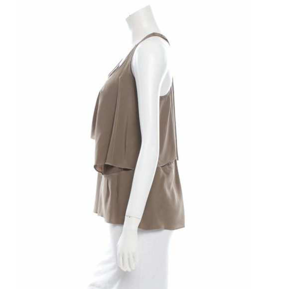 THAKOON Layered Silk Taupe Top - Picture 2 of 3